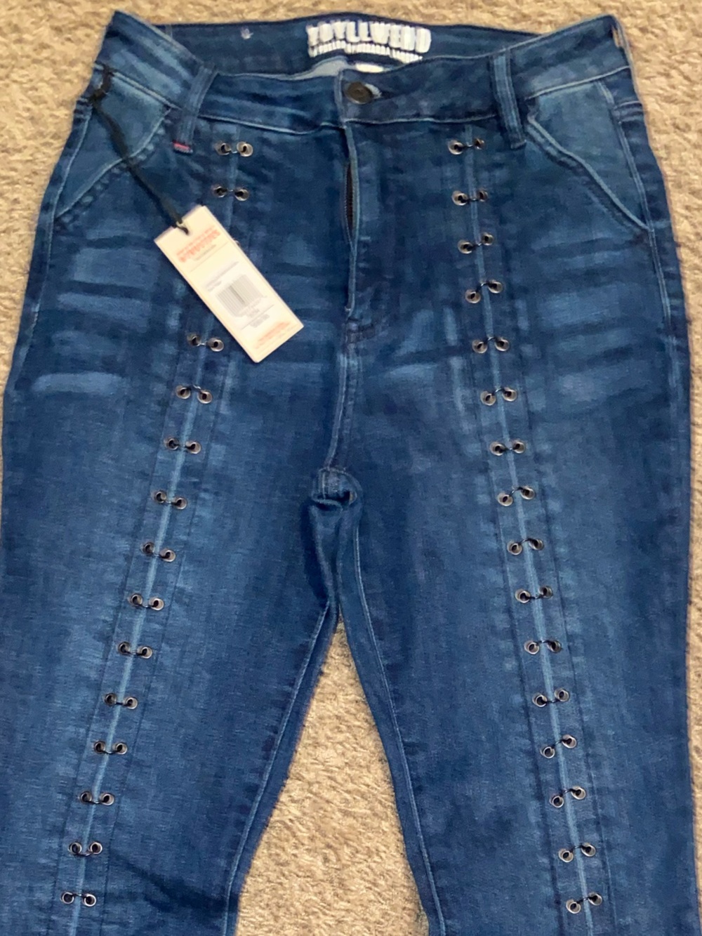 Idyllwind Dark Blue Lace-Up Flare Jeans
